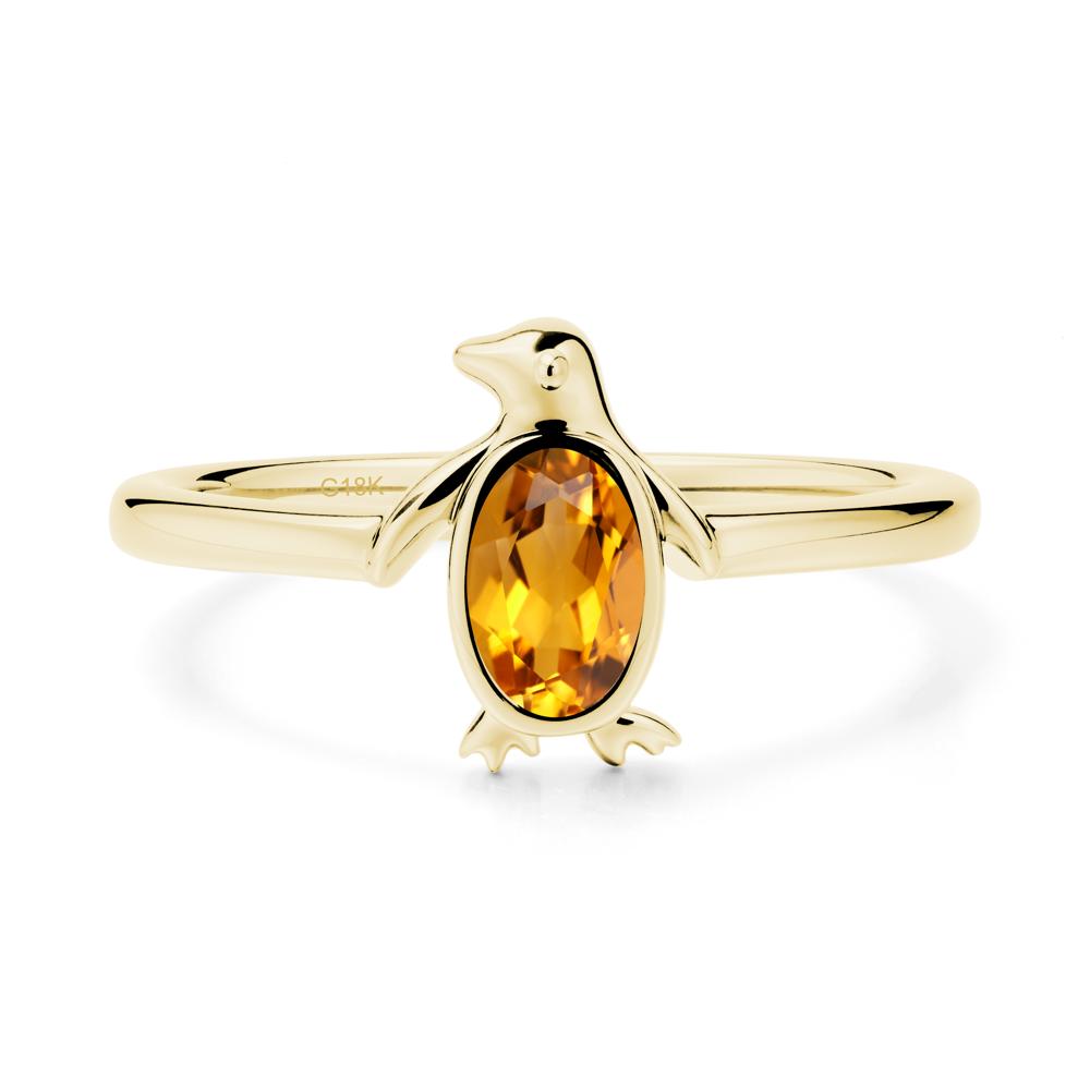 Simple Bezel Setting Oval Citrine Ring - LUO Jewelry #metal_18k yellow gold