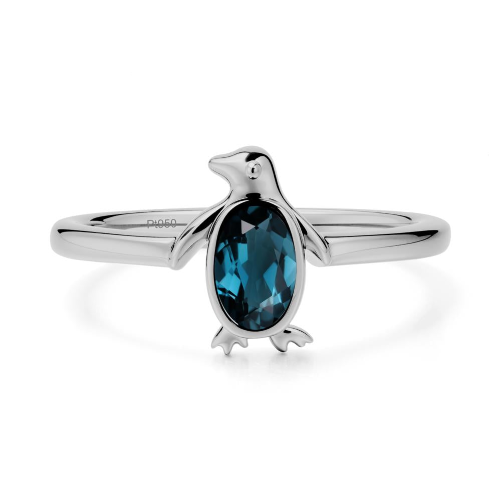 Oval London Blue Topaz Penguin Ring - LUO Jewelry #metal_platinum