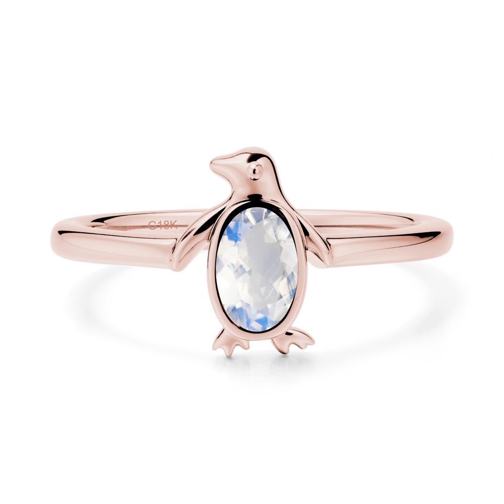 Oval Moonstone Penguin Ring - LUO Jewelry #metal_18k rose gold