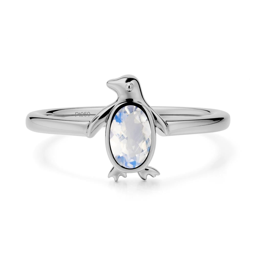 Oval Moonstone Penguin Ring - LUO Jewelry #metal_platinum