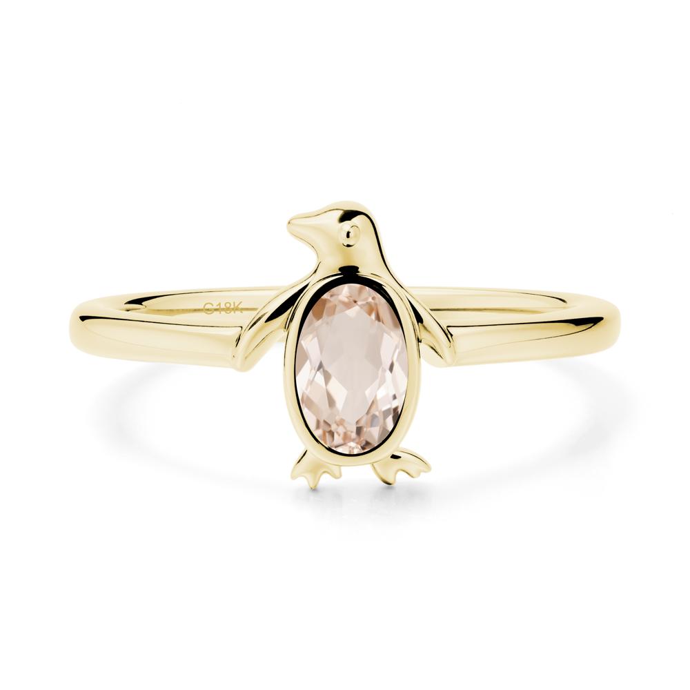 Penguin Inspired Bezel Setting Morganite Ring - LUO Jewelry #metal_18k yellow gold