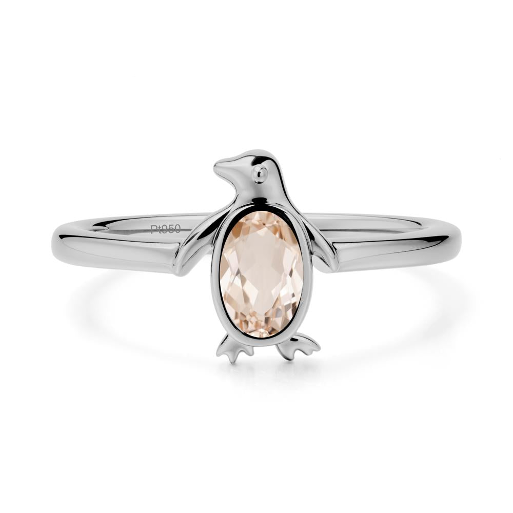 Penguin Inspired Bezel Setting Morganite Ring - LUO Jewelry #metal_platinum