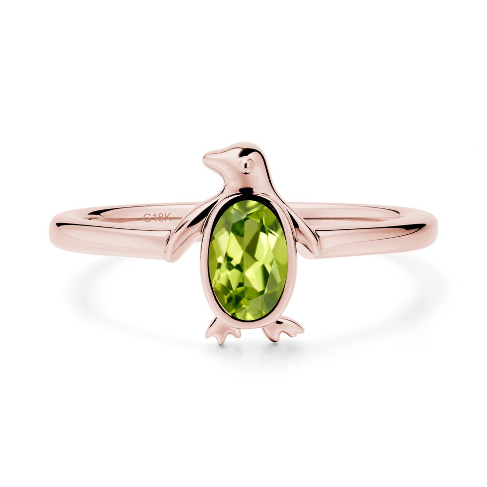 Simple Bezel Setting Oval Peridot Ring - LUO Jewelry #metal_18k rose gold