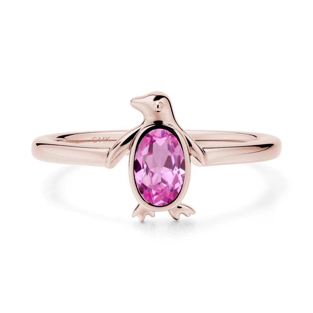 Penguin Inspired Bezel Setting Pink Sapphire Ring - LUO Jewelry #metal_14k rose gold