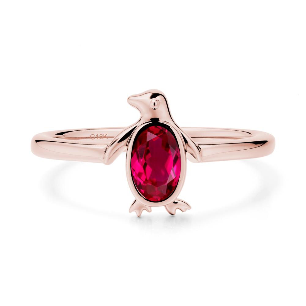 Simple Bezel Setting Oval Ruby Ring - LUO Jewelry #metal_18k rose gold