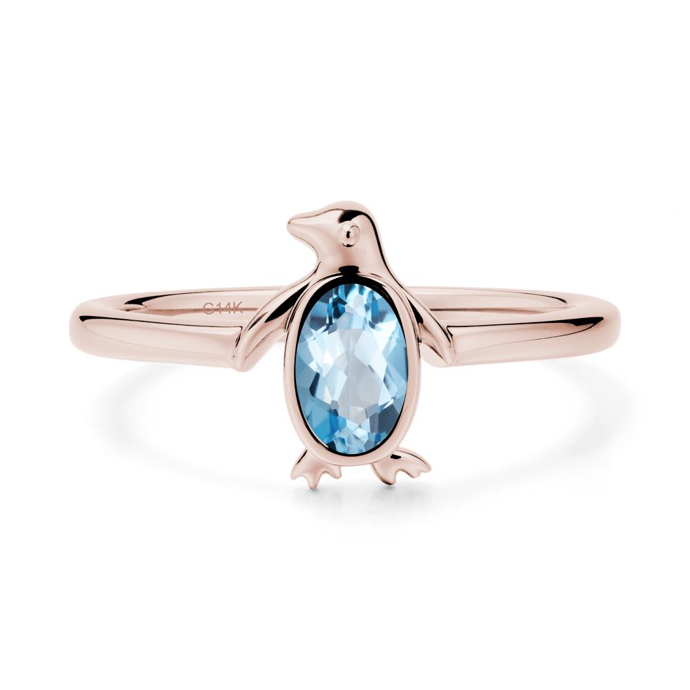 Simple Bezel Setting Oval Swiss Blue Topaz Ring - LUO Jewelry #metal_14k rose gold
