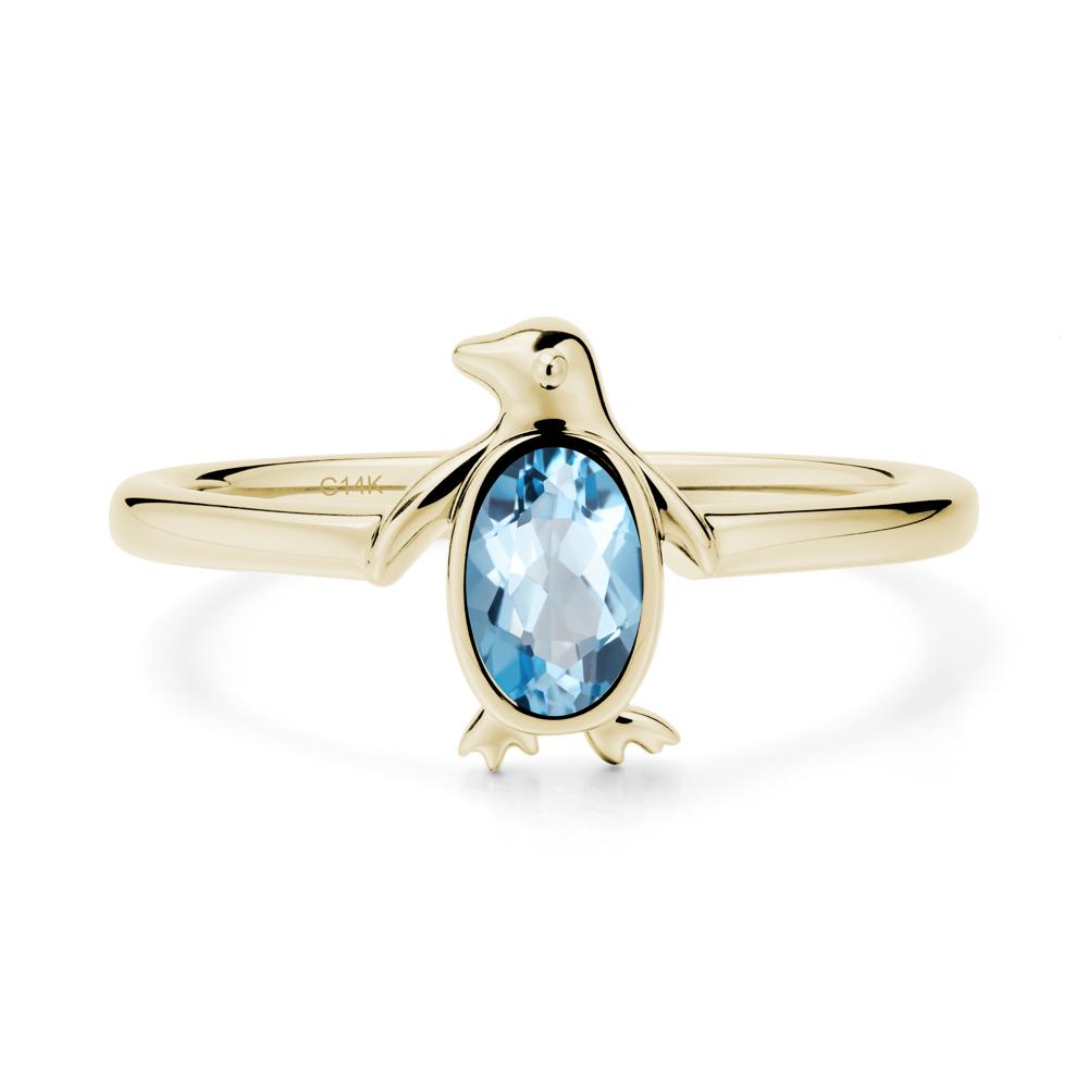 Simple Bezel Setting Oval Swiss Blue Topaz Ring - LUO Jewelry #metal_14k yellow gold