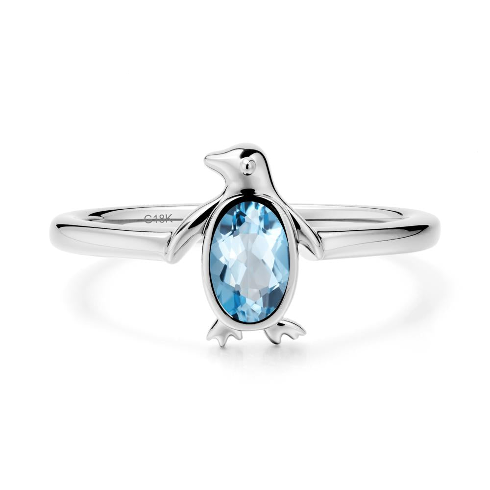 Simple Bezel Setting Oval Swiss Blue Topaz Ring - LUO Jewelry #metal_18k white gold