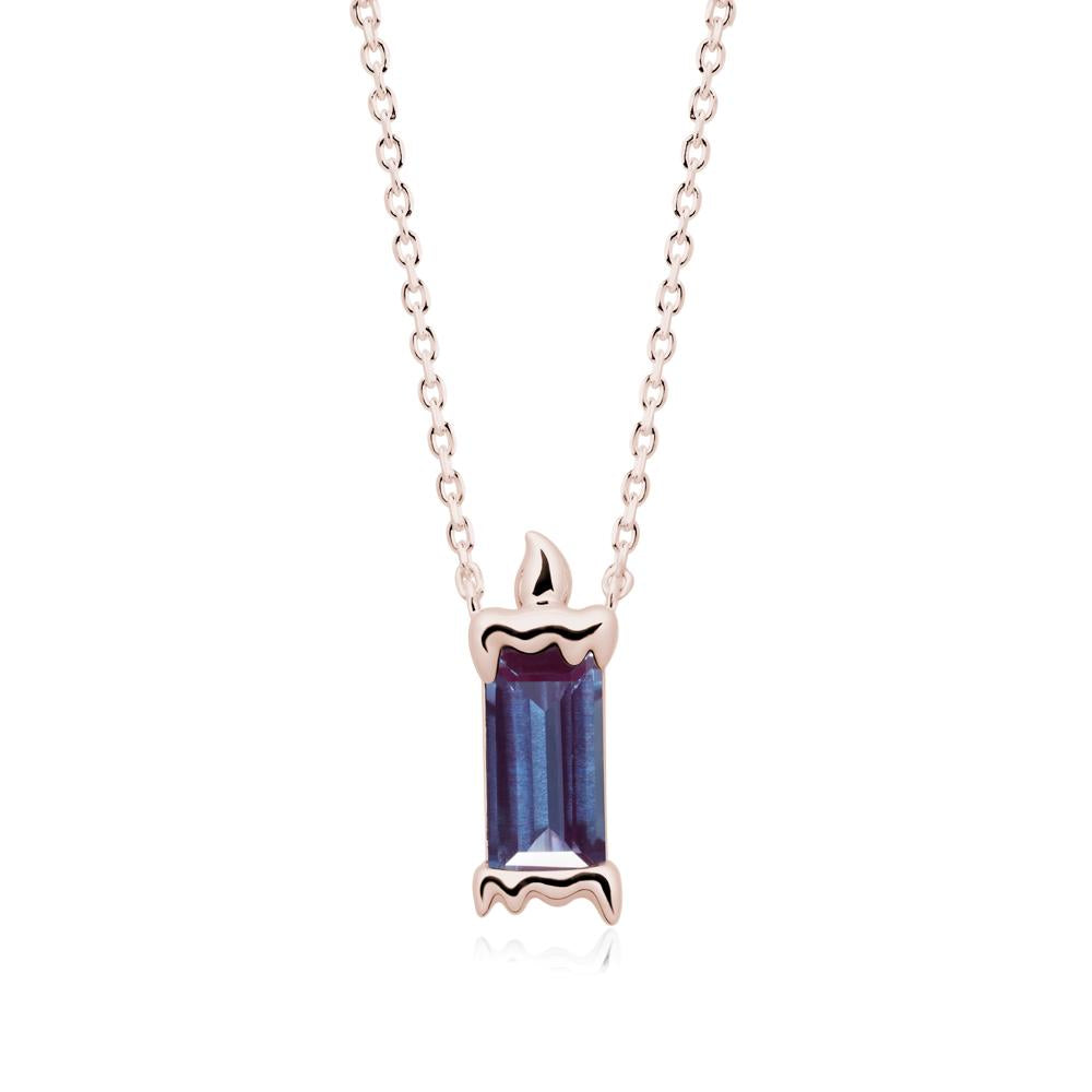 Unique Candle Design Alexandrite Pendant Necklace - LUO Jewelry #metal_14k rose gold
