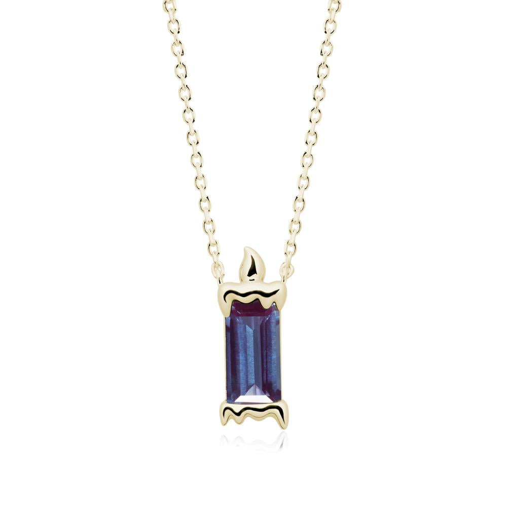 Unique Candle Design Alexandrite Pendant Necklace - LUO Jewelry #metal_14k yellow gold