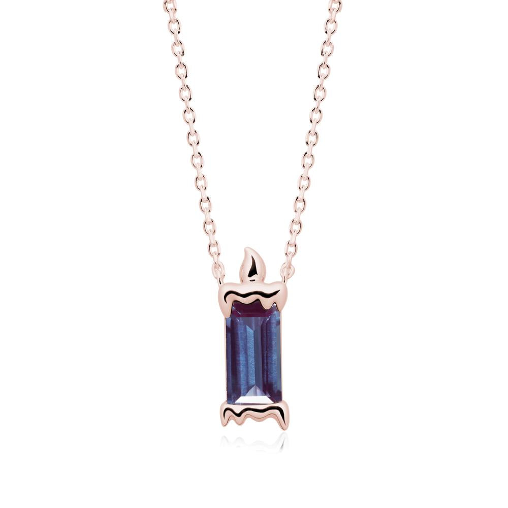 Unique Candle Design Alexandrite Pendant Necklace - LUO Jewelry #metal_18k rose gold