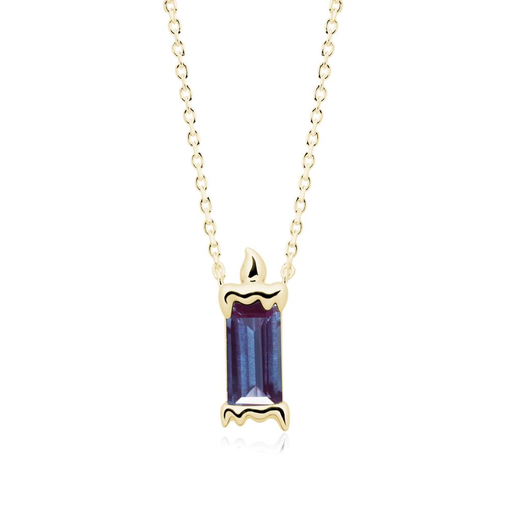 Unique Candle Design Alexandrite Pendant Necklace - LUO Jewelry #metal_18k yellow gold
