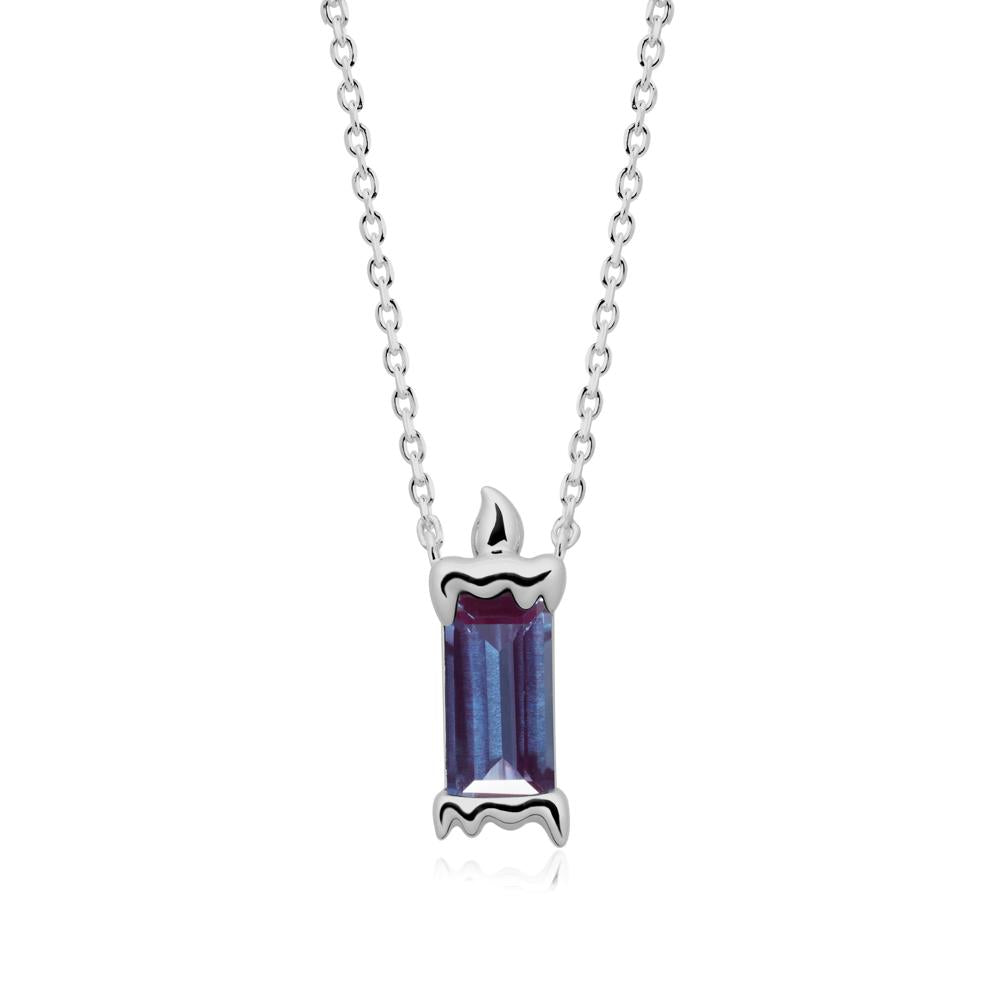 Unique Candle Design Alexandrite Pendant Necklace - LUO Jewelry #metal_platinum