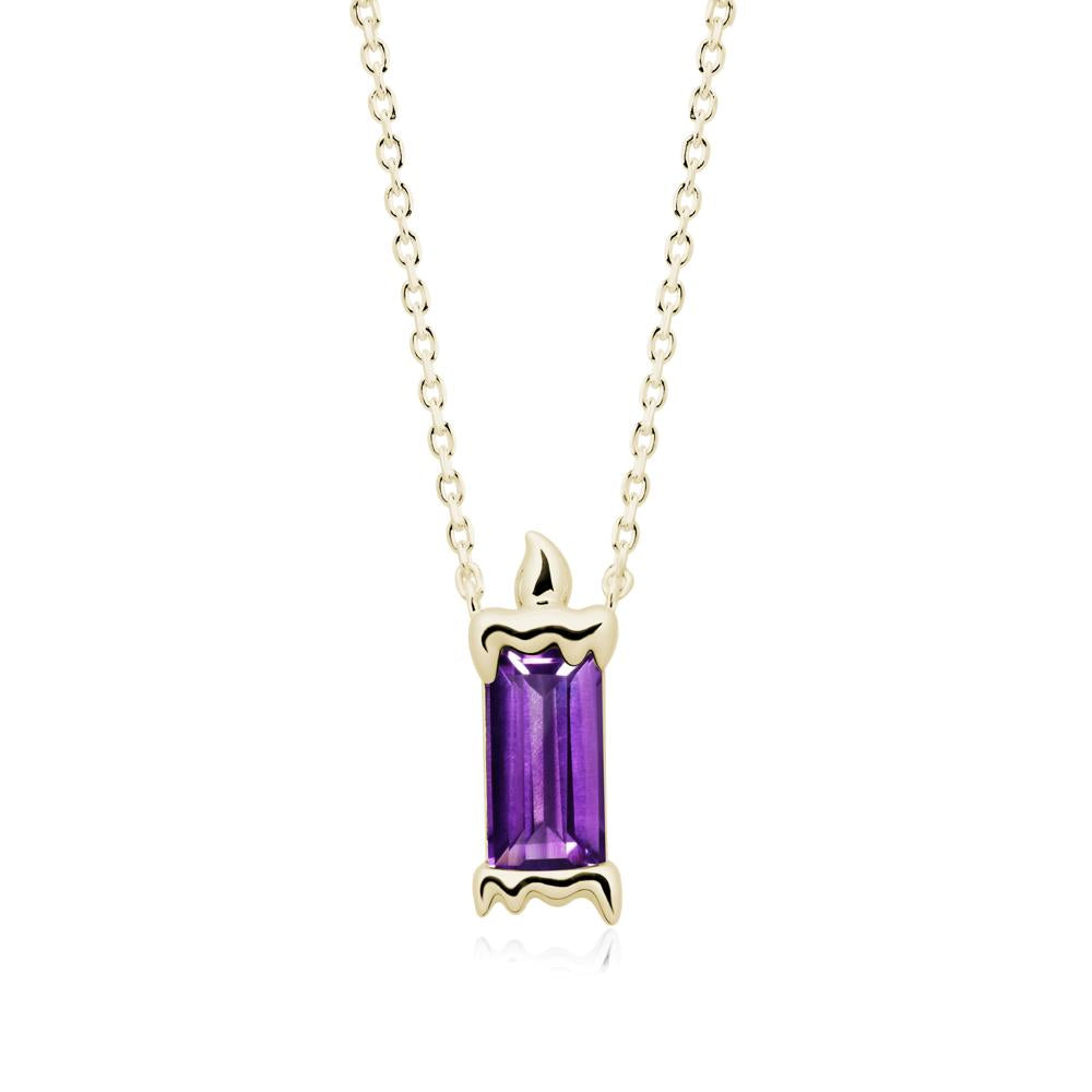 Whimsical Baguette Amethyst Candle Inspired Necklace - LUO Jewelry #metal_14k yellow gold