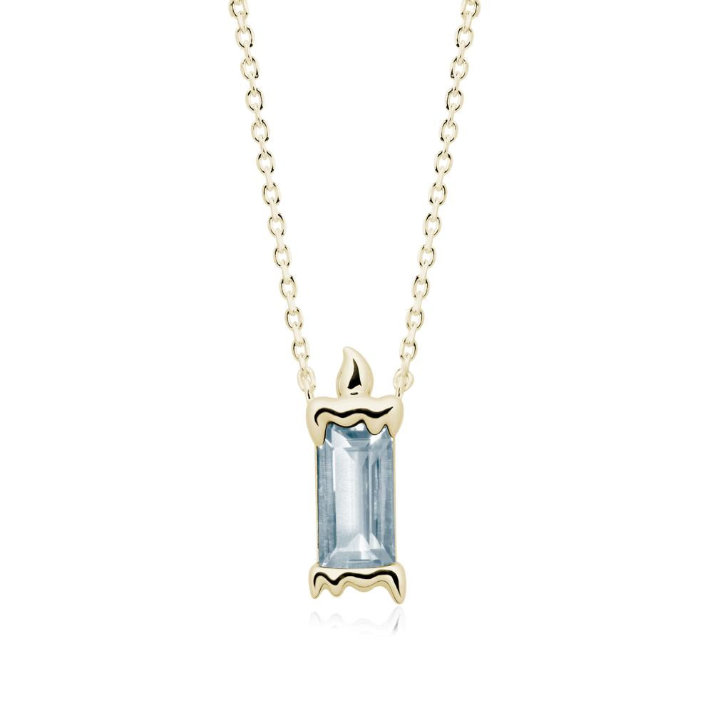 Bezel Setting Baguette Aquamarine Necklace - LUO Jewelry #metal_14k yellow gold