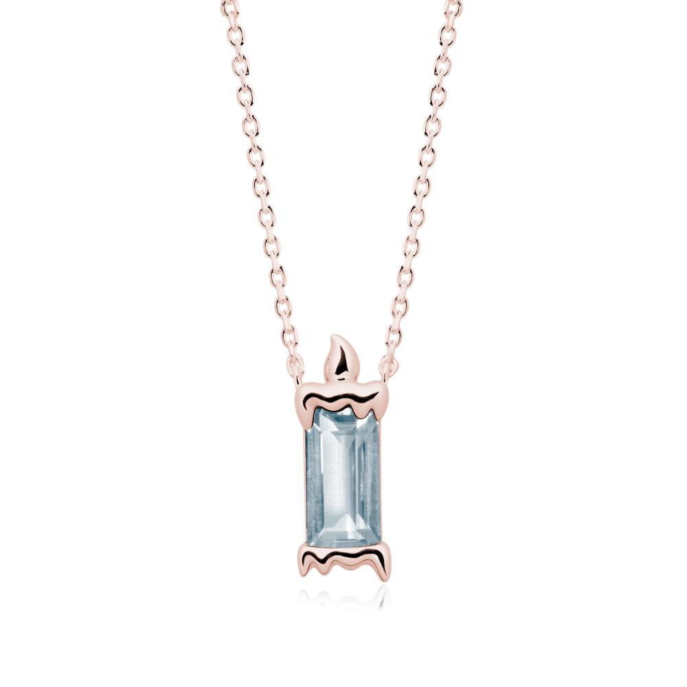 Bezel Setting Baguette Aquamarine Necklace - LUO Jewelry #metal_18k rose gold