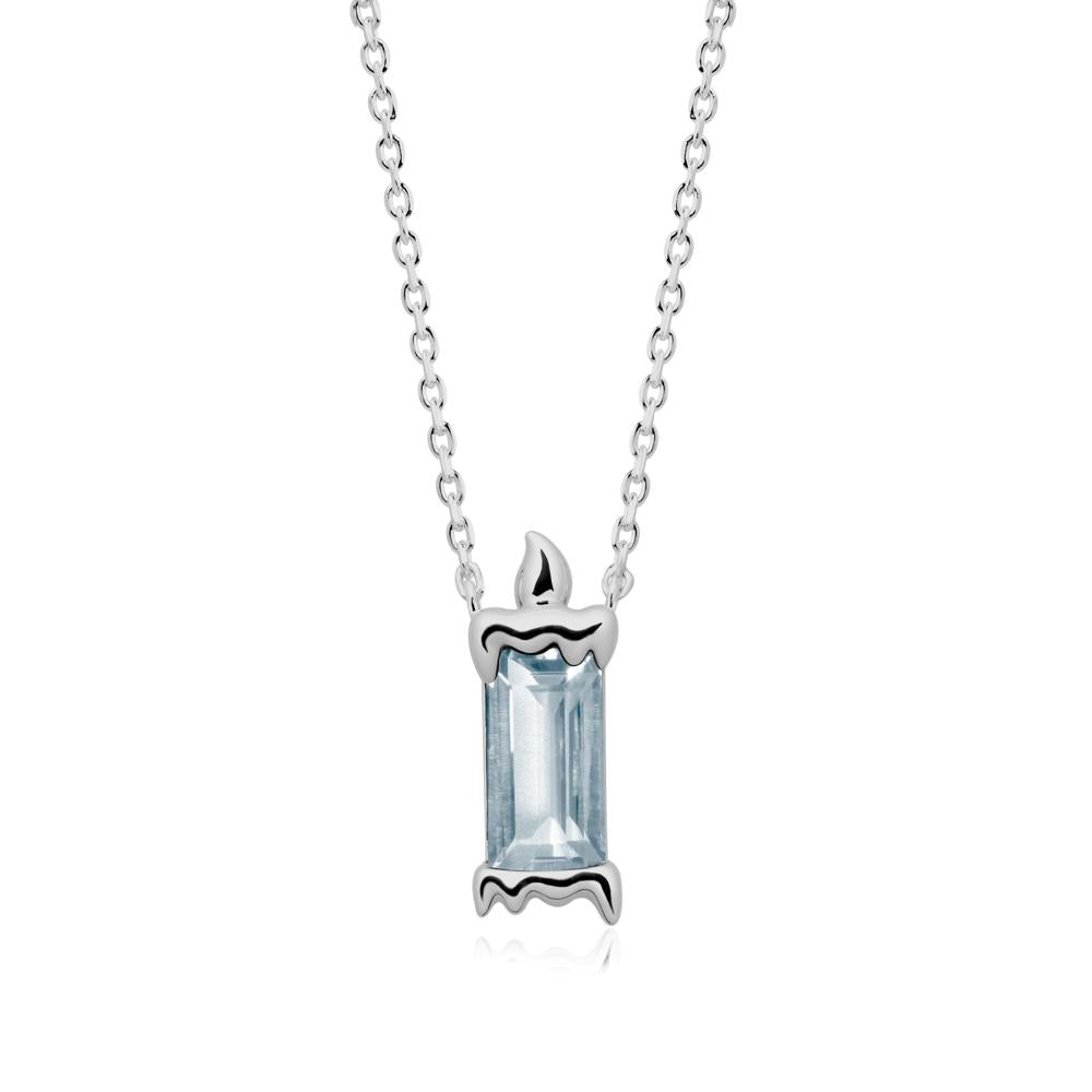 Bezel Setting Baguette Aquamarine Necklace - LUO Jewelry #metal_platinum