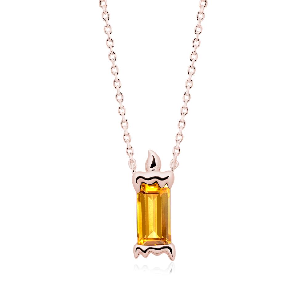 Unique Candle Design Citrine Pendant Necklace - LUO Jewelry #metal_18k rose gold