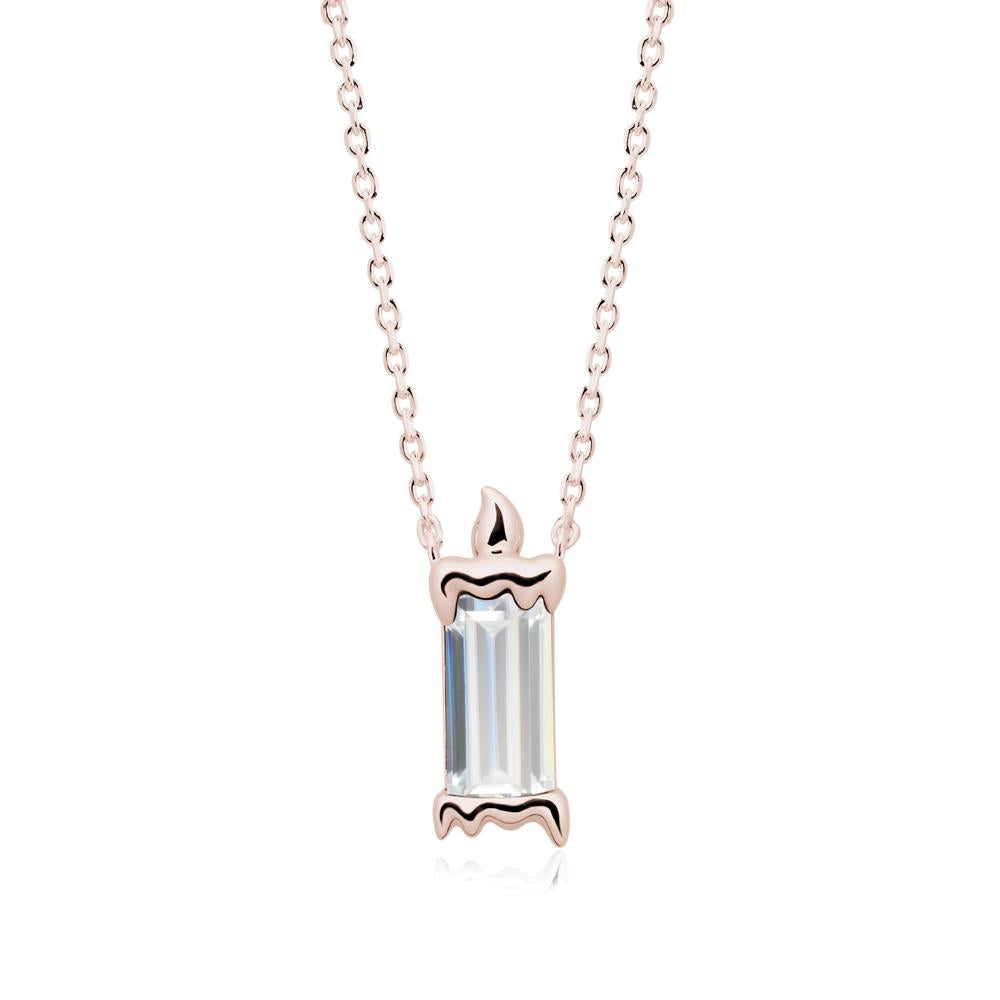 Whimsical Baguette Cubic Zirconia Candle Inspired Necklace - LUO Jewelry #metal_14k rose gold