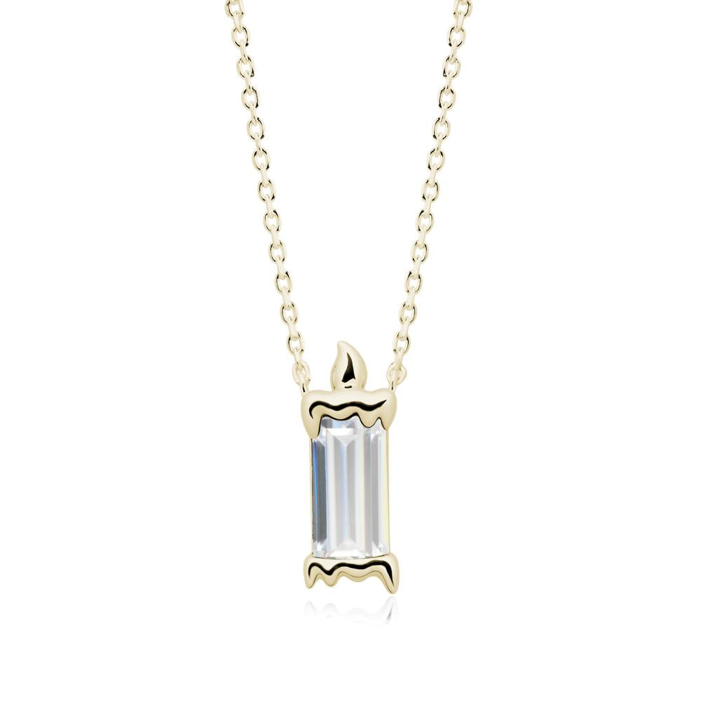 Whimsical Baguette Cubic Zirconia Candle Inspired Necklace - LUO Jewelry #metal_14k yellow gold