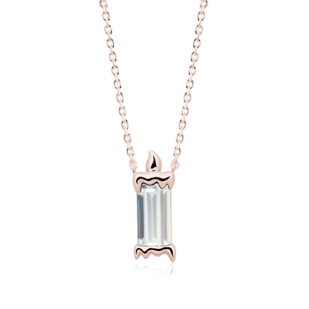 Whimsical Baguette Cubic Zirconia Candle Inspired Necklace - LUO Jewelry #metal_18k rose gold
