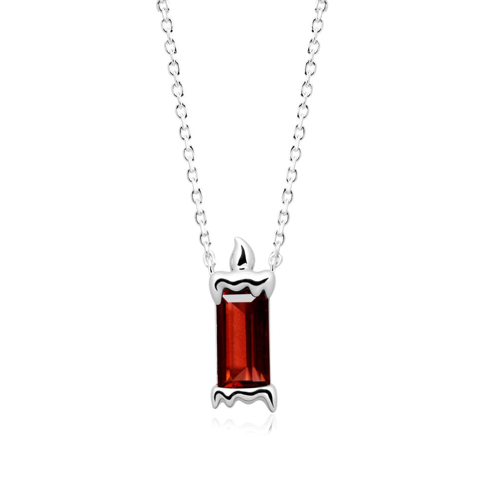 Unique Candle Design Garnet Pendant Necklace - LUO Jewelry #metal_18k white gold