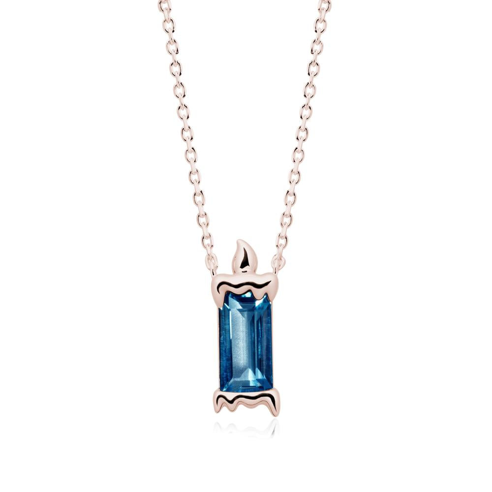 Whimsical Baguette London Blue Topaz Candle Inspired Necklace - LUO Jewelry #metal_14k rose gold