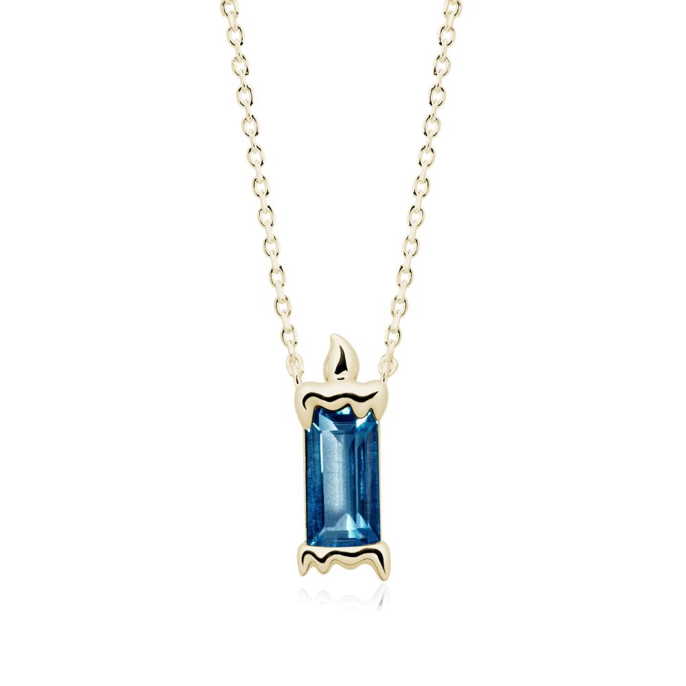 Whimsical Baguette London Blue Topaz Candle Inspired Necklace - LUO Jewelry #metal_14k yellow gold