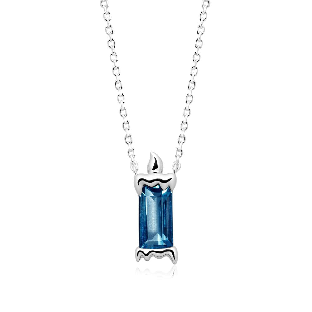 Whimsical Baguette London Blue Topaz Candle Inspired Necklace - LUO Jewelry #metal_18k white gold