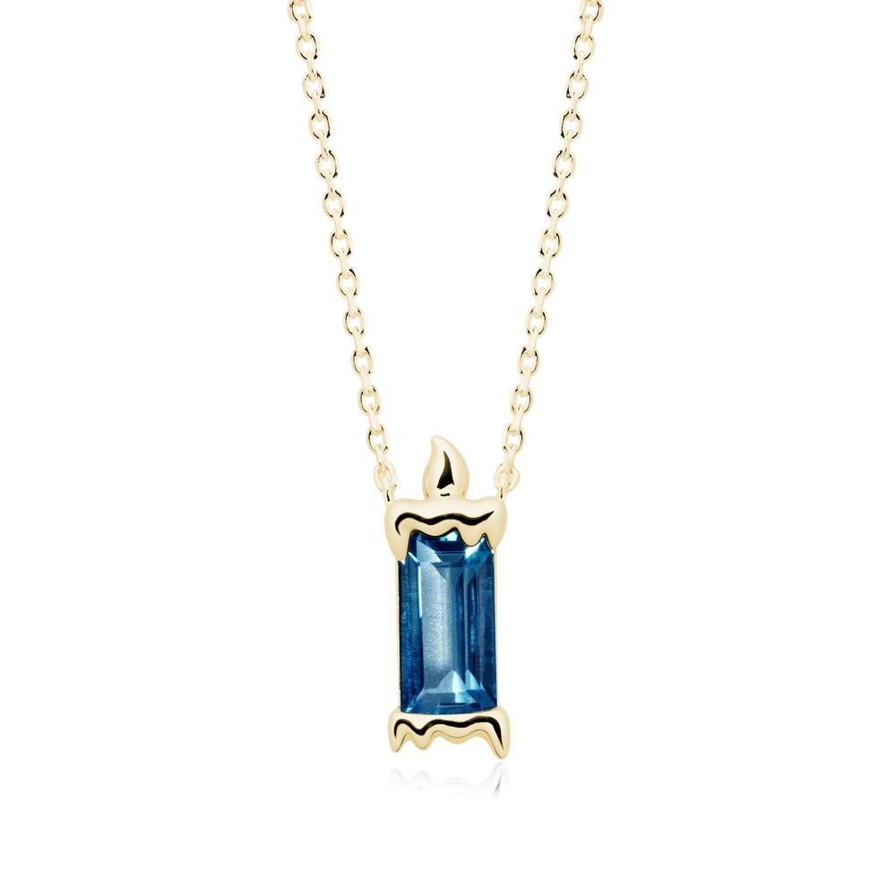 Whimsical Baguette London Blue Topaz Candle Inspired Necklace - LUO Jewelry #metal_18k yellow gold