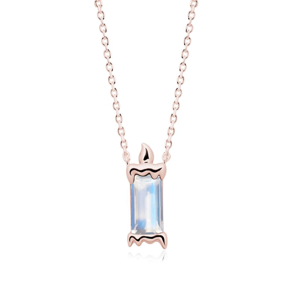Bezel Setting Baguette Moonstone Necklace - LUO Jewelry #metal_18k rose gold