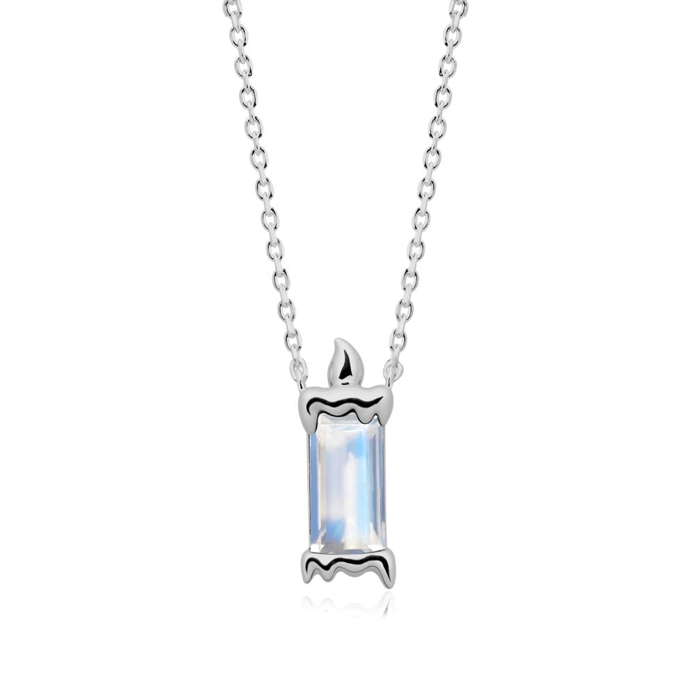 Bezel Setting Baguette Moonstone Necklace - LUO Jewelry #metal_platinum