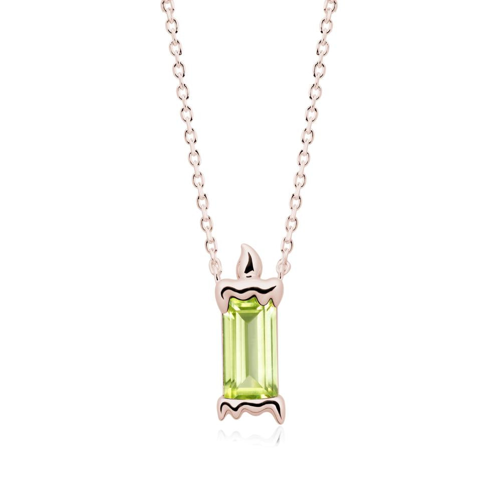 Unique Candle Design Peridot Pendant Necklace - LUO Jewelry #metal_14k rose gold
