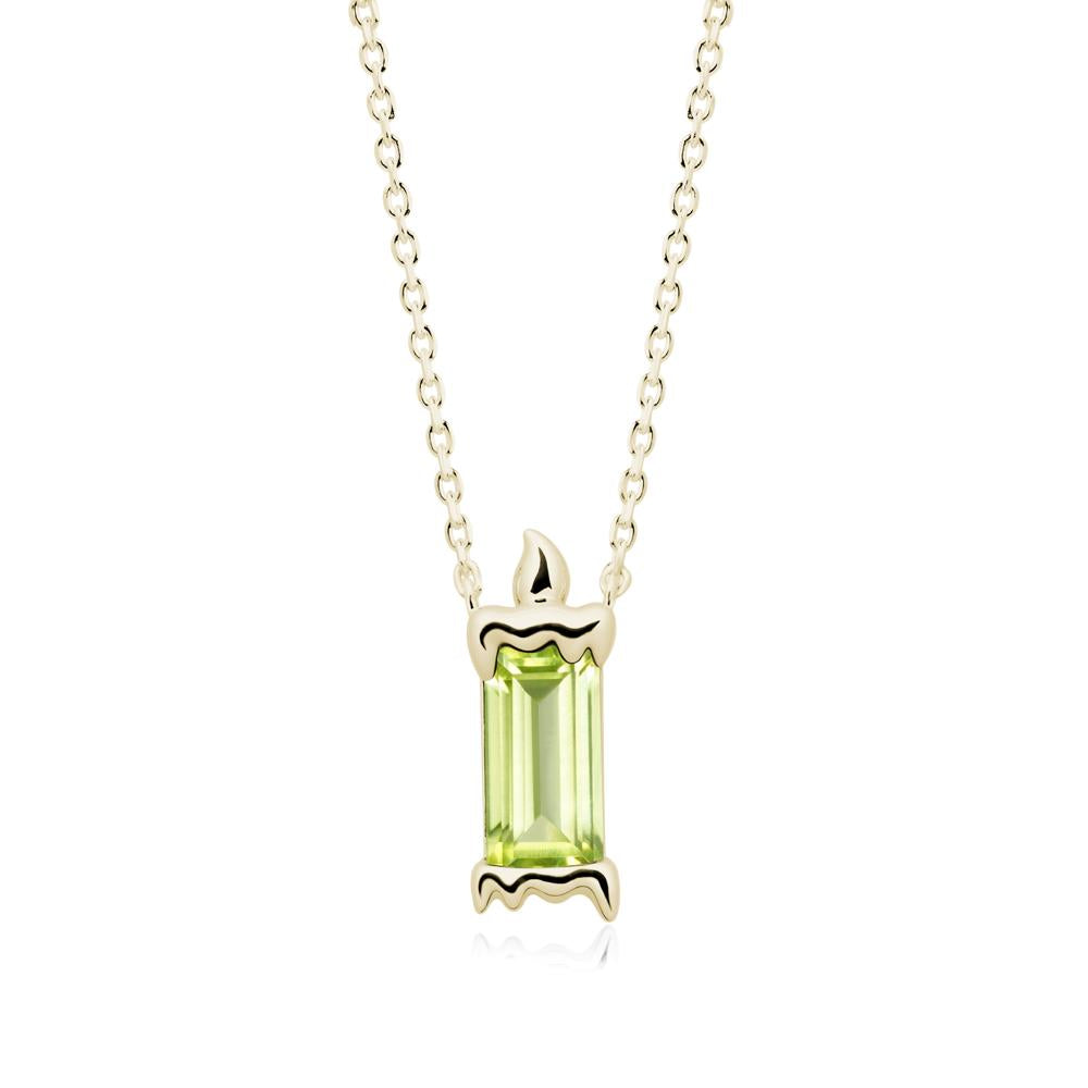 Unique Candle Design Peridot Pendant Necklace - LUO Jewelry #metal_14k yellow gold