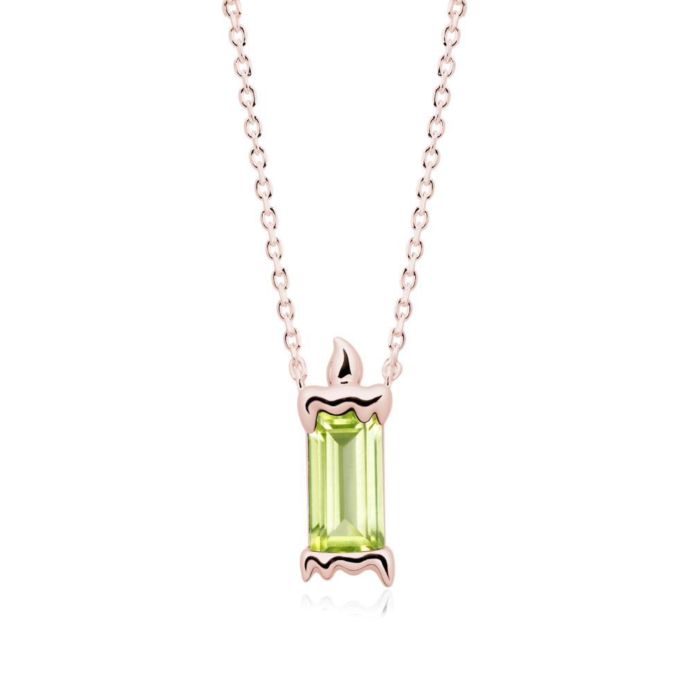 Unique Candle Design Peridot Pendant Necklace - LUO Jewelry #metal_18k rose gold