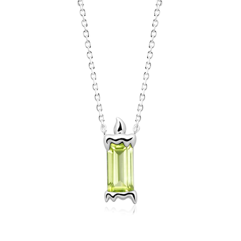 Unique Candle Design Peridot Pendant Necklace - LUO Jewelry #metal_18k white gold