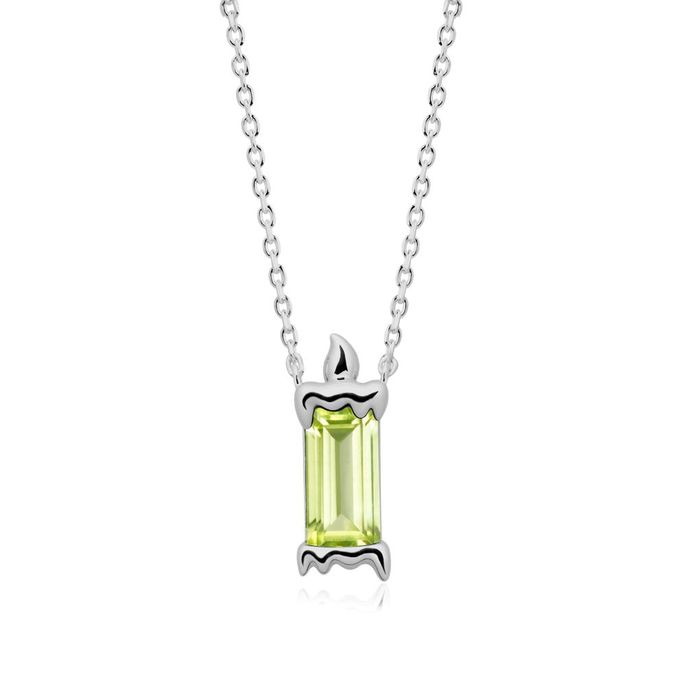 Unique Candle Design Peridot Pendant Necklace - LUO Jewelry #metal_platinum