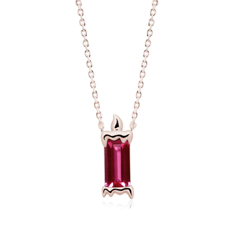 Whimsical Baguette Ruby Candle Inspired Necklace - LUO Jewelry #metal_14k rose gold