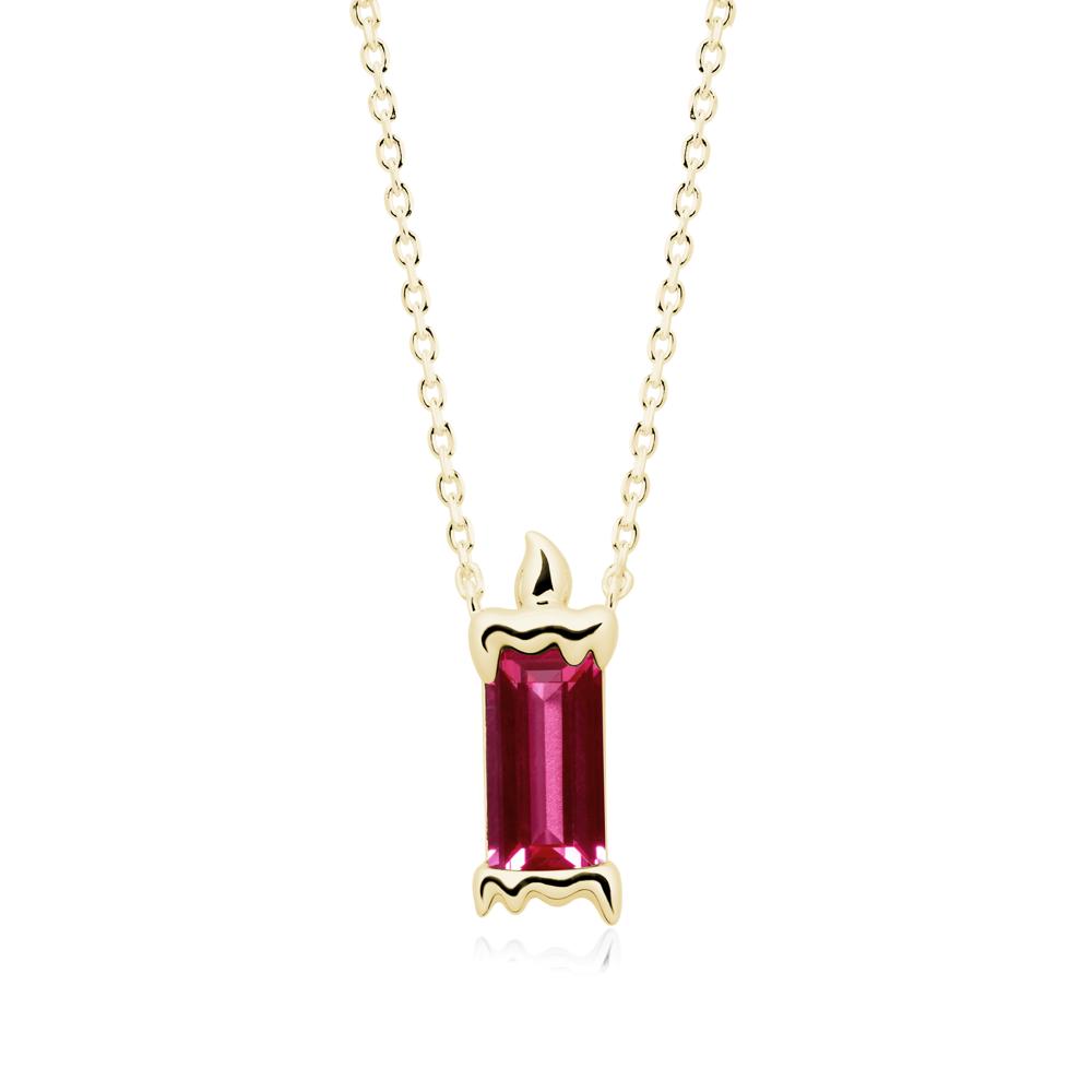 Whimsical Baguette Ruby Candle Inspired Necklace - LUO Jewelry #metal_18k yellow gold
