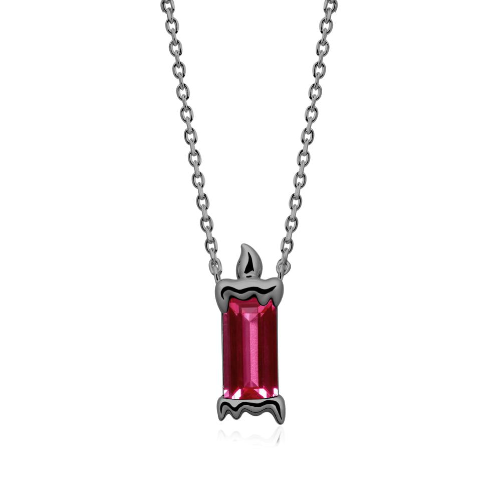 Whimsical Baguette Ruby Candle Inspired Necklace - LUO Jewelry #metal_black finish sterling silver