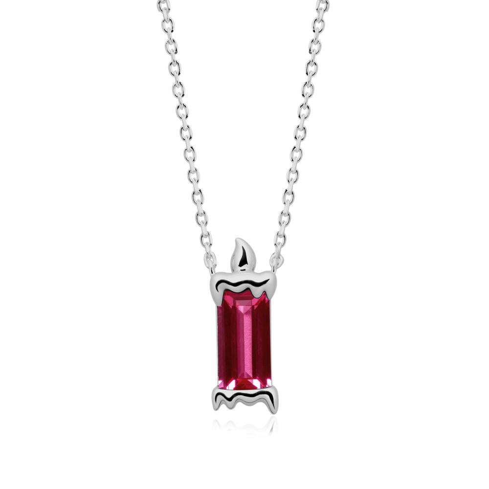 Whimsical Baguette Ruby Candle Inspired Necklace - LUO Jewelry #metal_platinum