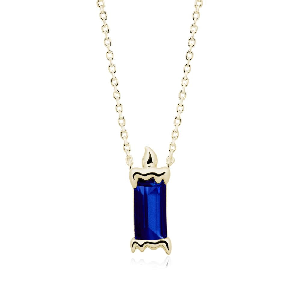 Bezel Setting Baguette Sapphire Necklace - LUO Jewelry #metal_14k yellow gold