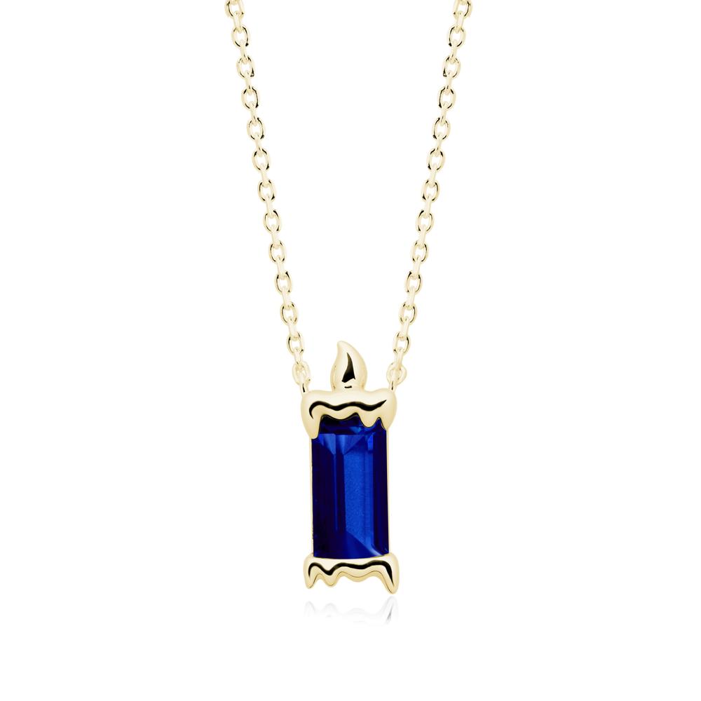 Bezel Setting Baguette Sapphire Necklace - LUO Jewelry #metal_18k yellow gold
