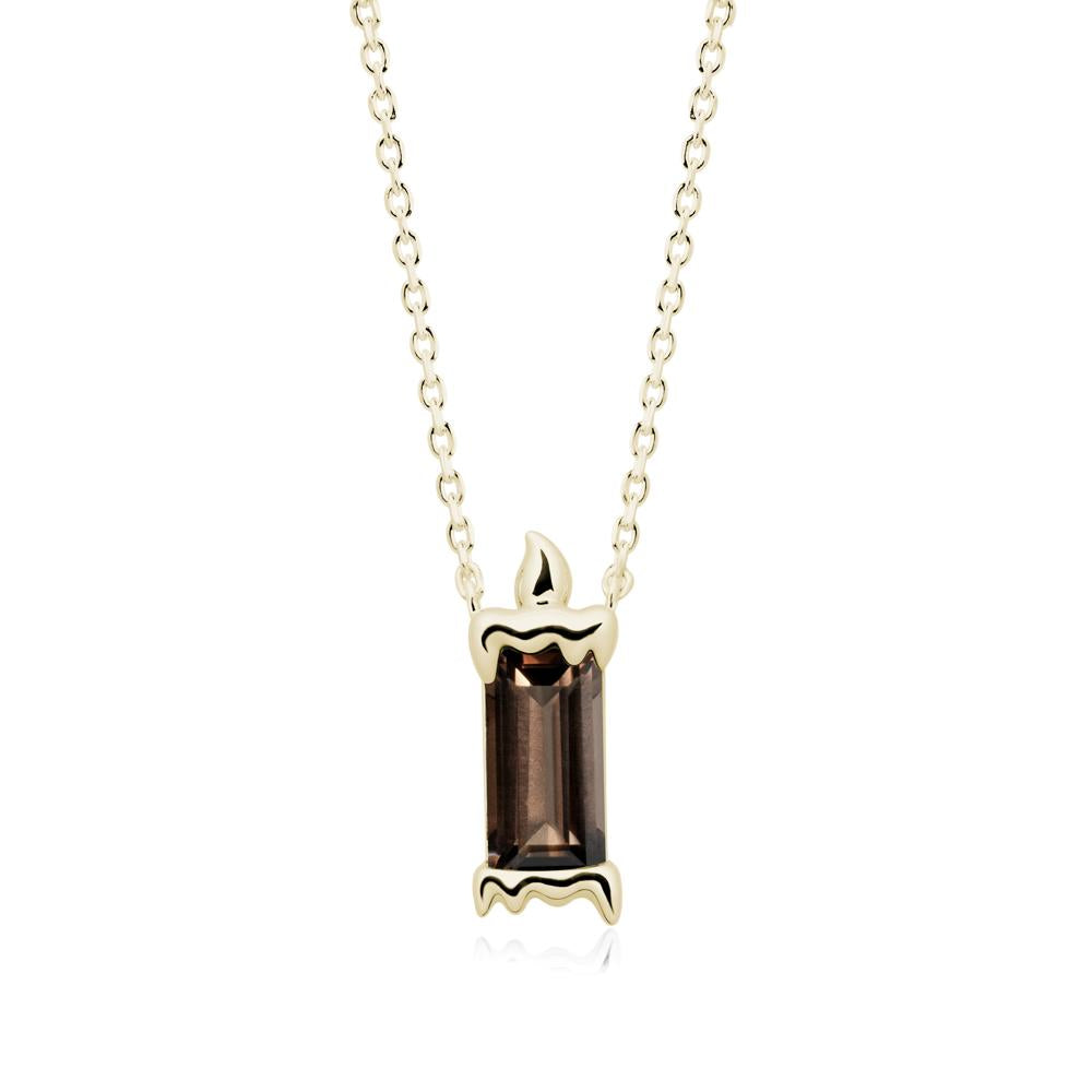 Unique Candle Design Smoky Quartz Pendant Necklace - LUO Jewelry #metal_14k yellow gold