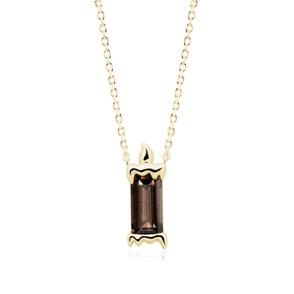 Unique Candle Design Smoky Quartz Pendant Necklace - LUO Jewelry #metal_18k yellow gold