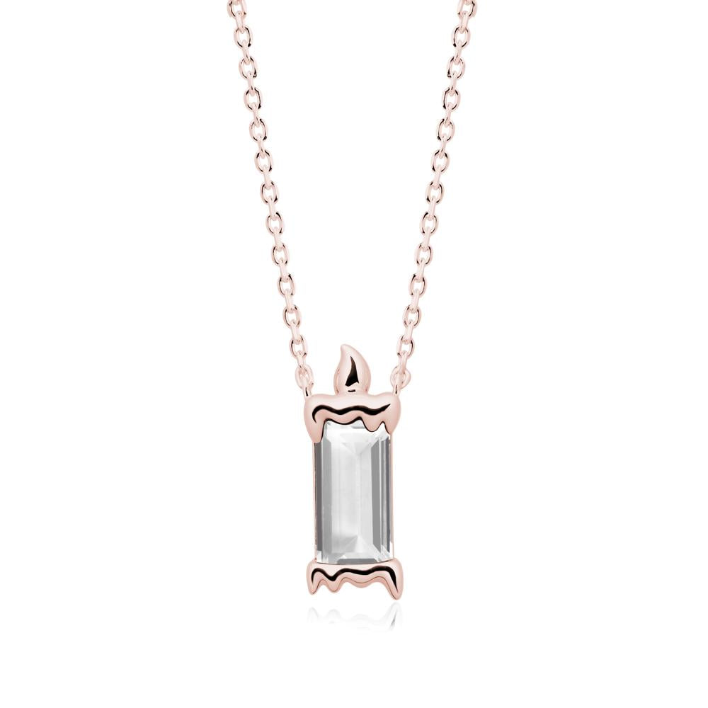 Whimsical Baguette White Topaz Candle Inspired Necklace - LUO Jewelry #metal_18k rose gold