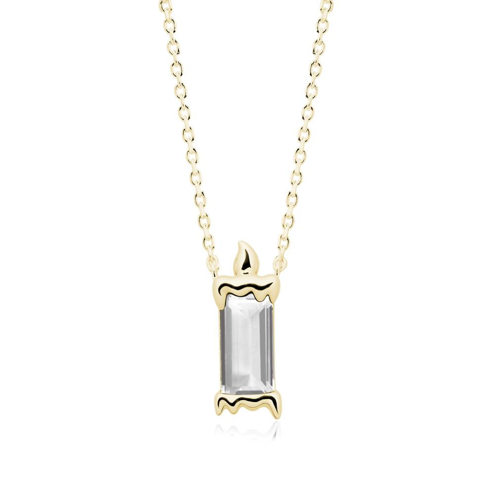 Whimsical Baguette White Topaz Candle Inspired Necklace - LUO Jewelry #metal_18k yellow gold