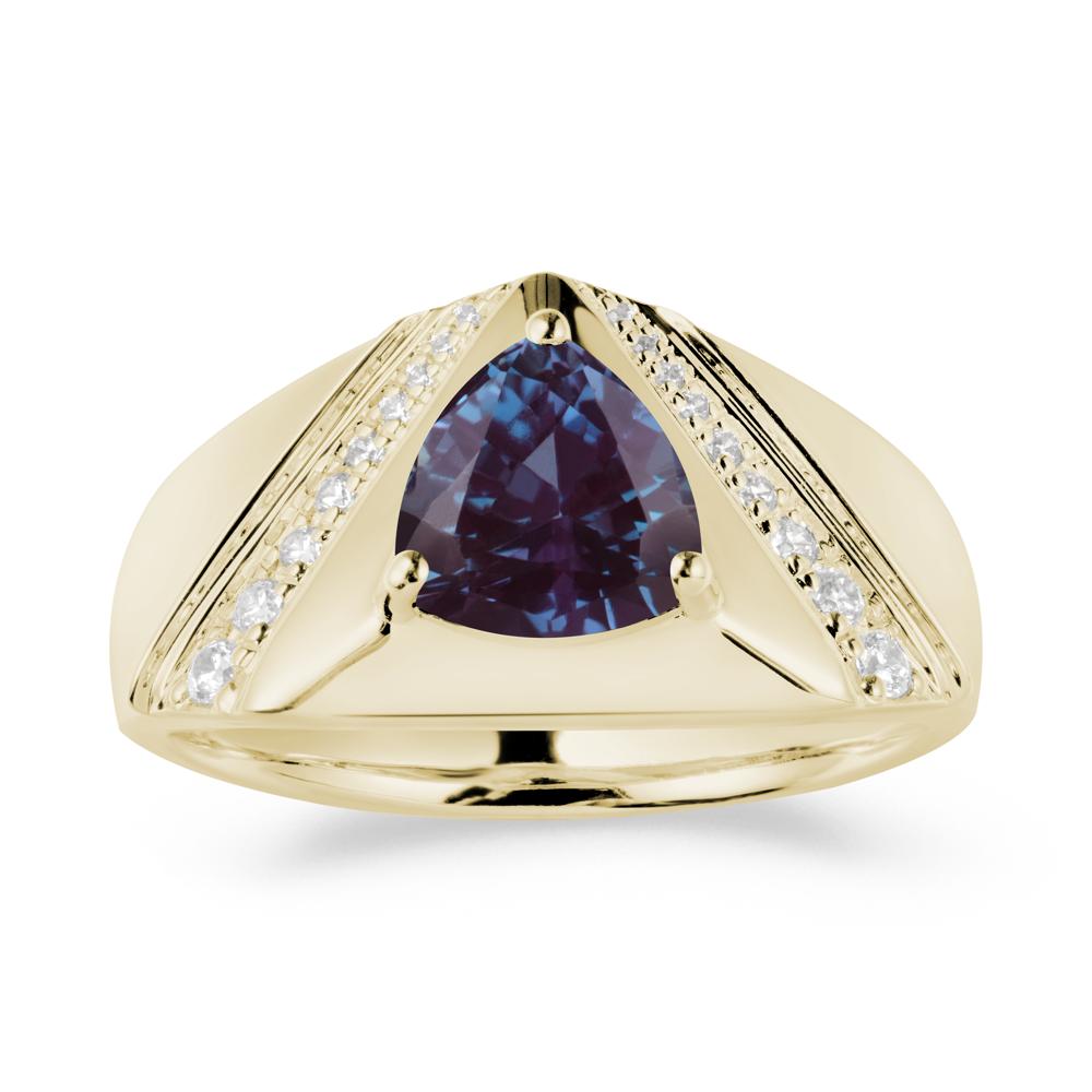 Men鈥橲 Wide Band Trillion Alexandrite Statement Ring - LUO Jewelry #metal_14k yellow gold