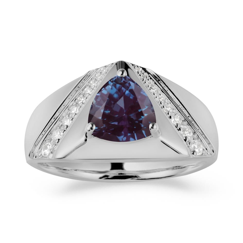 Men鈥橲 Wide Band Trillion Alexandrite Statement Ring - LUO Jewelry #metal_platinum