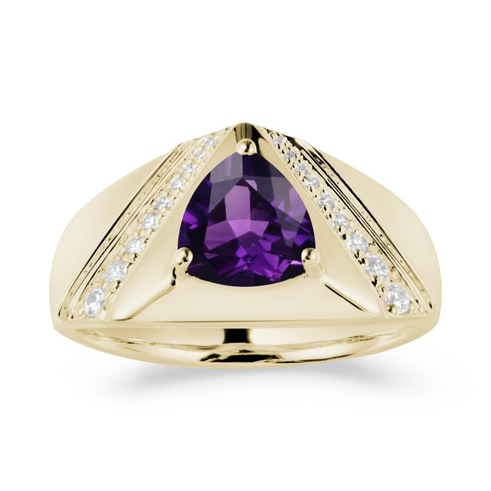 Trillion Cut Amethyst Men Ring - LUO Jewelry #metal_14k yellow gold